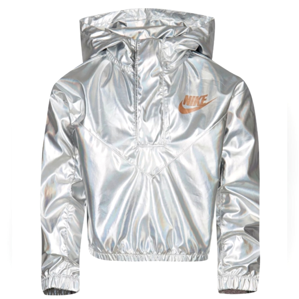 NWOT NIKE metallic silver cropped windbreaker toddler girls 3-4 yrs